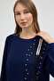 Stone Embellished Plus Size Suit - Indigo - 2