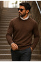 Men's Daily Trend Crew Neck Brown Knitwear Sweater - 5