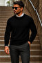 Men's Daily Trend Crew Neck A.Black Knitwear Sweater - 2