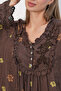 Women's Patterned Stoned Long Dress 2615 - Brown - 5
