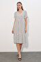 Women's V-Neck Polka Dot Dress 2624 - White - 2