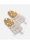 Dangle Earrings with Rhinestones and Artificial Pearls - 3
