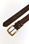 Genuine Natural Leather Flat Buckle Belt - 2