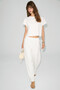 Eliz women's organic cotton round neck low sleeve tube leg white top and bottom set - 5