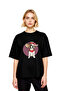 Beagle in a Hat: Women's Oversized T-Shirt with Red Ribbon Print