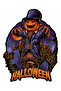 Witch Hat Scarecrow Cosmic Decor Printed Women's T-Shirt - 4
