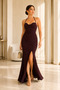 Women's Plum Glitter Halter Neck Back Tie Slit Long Evening Dress - 4