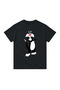 Black and White Cat Printed Men's T-Shirt with Arms Folded - 2