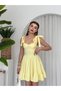 Women's Sari Mini Dress with Heart Collar, Shoulder Tie, Flared Skirt and Ruffles - 3