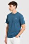 Men Crew Neck Short Sleeve Brand Logo T-Shirt, Blue - 3