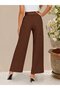 Women's high-waisted, elasticated waist, drawstring, wide-leg trousers with ruched detail - 3