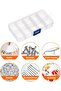 Two-piece plastic storage box set with multiple compartments, blue and white. - 4