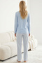 Blue Patterned Cotton Lycra Knitted Pajama Set26240322 - 3