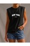 New York Usa Printed Women's Regular Fit Crewneck Sports Sleeveless T-Shirt