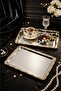2-Piece Luxury Gold Tea and Coffee Presentation Guest Tray Decoration Tray Frame Detailed Tray