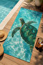 Photorealistic Sea Turtle Turquoise Water Pattern 70X150 Beach Towel - Cotton Bath Towel - 5