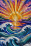 Psychedelic Sun Wave Patterned 70X150 Beach Towel - Digital Printed Fade-Resistant Bath Towel - 2