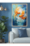 Orange Fishes One Piece Wooden Framed Painting - 4
