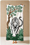 Safari Tropical Black and White Tiger Leaf Patterned 70X150 Beach Towel - Cotton Bath Towel - 2