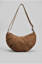 Women's Dark Tan Color Quilted Fabric Crossbody Shoulder Bag