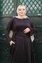 Women's Cupra Pike Fabric Comfortable Cut Hijab Dress with Mobile Scarf 1232 Black - 4