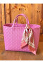 Handmade Knitted Basket Bag - Casual and Beach Bag - Large Size - Pink