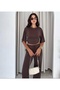 Women's Pique Textured Crop Blouse with Gathered Sides and Tie-Waist Wide-Leg Pants Two-Piece Set - 4