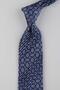 Navy Blue Motif Pattern Italian Silk Pleated Tie Est252 - 3