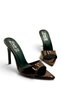 Patent Leather Thin Heeled Women's Stiletto Slippers Light Brown 9 cm - 2
