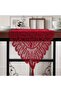 Table runner, 33 x 137 cm; red embroidered table runner with lace tassels, suitable for table decoration.