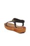 Women's Black Wedge Heeled Sandals with Stone Detail and Ankle Strap, Stylish Sandals B181 Z - 4