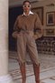 Women's Wide-Leg Pants Vronica Milk Chocolate – Elastic Waist, Lace-Up, Flowy Cut - 6