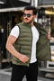 Men's Puffer Vest with Stand Collar and Zipper, Water-Resistant Seasonal Vest - 3