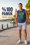 Men's Regular Cut 100% Cotton Crew Neck Sleeveless Elastic Pocket Pajama Set Anti-Sweat