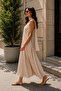 Polka Dot Maxi Dress with Rope Straps and Scarf - 3