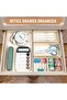 6 PCS White Drawer Organizer Set, 3-Sizes Versatile Desk and Vanity Storage Trays, Adjustable Storag - 2