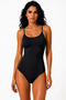 Women's Black Color Rope Strap Hooked Cotton Bodysuit/Leotard