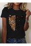 Women's Short Sleeve Crew Neck Patterned Viscose Blouse