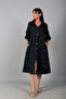 Women's Italian Cotton Pocket Embossed Embroidered Sequined Oversize Long Dress - 2