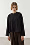 Basic Long Sleeve T-Shirt with Front Stitching Black - 2