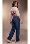 Dark Blue Jeans Trousers Oversized Size Elastic Waist - 3