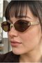 Livia Kristal Baklava Gold Metal Frameless Ultra Light Brown Women's Sunglasses with Uv400 Filter - 3