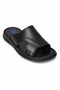 Men's Black Wide Band Comfortable Sole Daily 100% Genuine Leather Slippers - 4