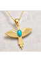 Gold Color Women's Necklace with Turquoise Stone and Phoenix Figure - 2