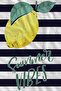 Navy Blue White Striped Lemon Text Detailed 70X150 Beach Towel - Digital Printed Fade-Resistant Bath Towel - 2