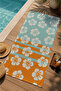 Turquoise Orange Striped Floral Patterned 70X150 Beach Towel - Digital Printed Bath Towel - 3