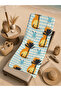 Light Blue Striped Pineapple Patterned 70X150 Beach Towel - Cotton Bath Towel - 5