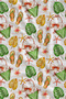 Ecru Tropical Leaf and Fruit Patterned 70X150 Beach Towel - Cotton Bath Towel - 2