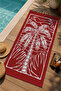 Red and White Block Print Palm Pattern 70X150 Beach Towel - Digital Printed Fade-Resistant Bath Towel - 3