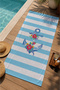 Blue and White Striped Floral Anchor Patterned 70X150 Beach Towel - Digital Printed Fade-Resistant Bath Towel - 3